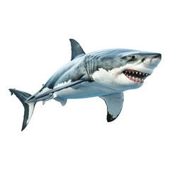 White shark isolated on transparent background