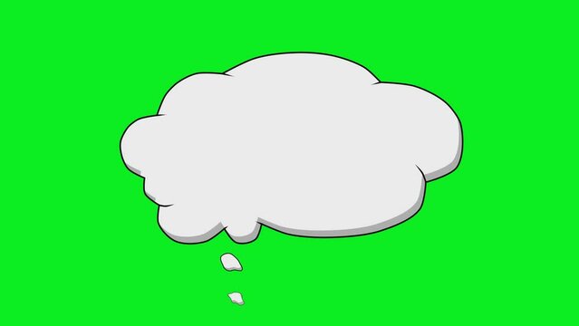 2d animated cartoon A hyperactive cloud piece that arise and unfold to describe thinking, teaching, explaining, guiding, teaching. in green screen chroma key. 4K resolution.