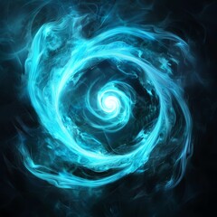 Cyan spirals on a dark 2D background, offering a mysterious aura