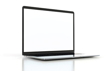 A sleek, modern laptop with a white screen on a plain background.