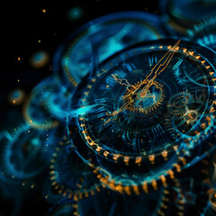 Time Mystery Blue Abstract Machine Opens Gates to Past and Future