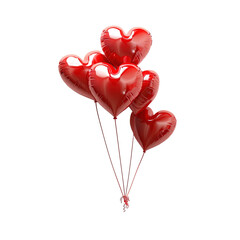 Heart shaped balloons on transparent background, png	