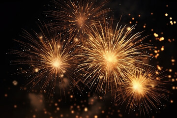 Obraz premium Generative ai on theme festive brightly fireworks on twilight background high in dark sky