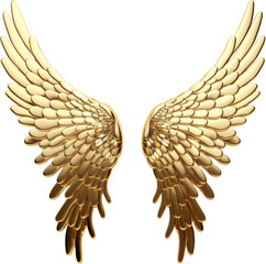 angel wings made of gold,golden angel wings isolated on white or transparent background,transparency 