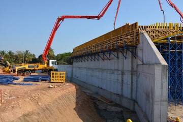 Concrete work with, concrete pump