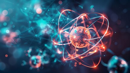 Vibrant Science Laboratory Background: 3D Molecular and Atom Model Illustration for Engaging Science Backdrops