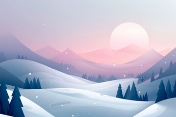 Gradient snowscape for a serene and wintry atmosphere - obrazy, fototapety, plakaty