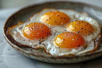 Minimalist Beauty: A Close-Up View of Three Fried Eggs