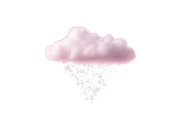 Minimal romantic idea with a soft fluffy cloud and a rain of zircon hearts