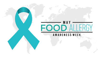 Food Allergy Awareness Week observed every year in May. Template for background, banner, card, poster with text inscription.