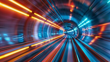 Futuristic High-Speed Transport: AI-Generated Bullet Train or Hyperloop Capsule in Urban Tunnel