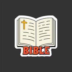 christian retro sticker. Bible vector illustration