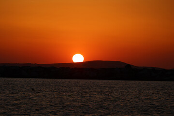 Sunset on the coast of the Cyclades island of Naxos-Greece