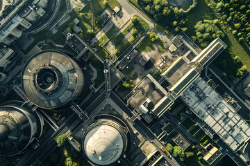 Fototapeta premium Generative ai on theme of nuclear power plant made of huge smokestacks polluting the environment