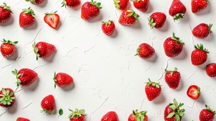 Strawberries on white background, healthy food concept