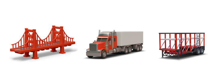 Set of icons for service of international transportation. Delivery of goods from USA