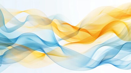 Obraz premium Abstract background with blue and yellow flowing shapes on white