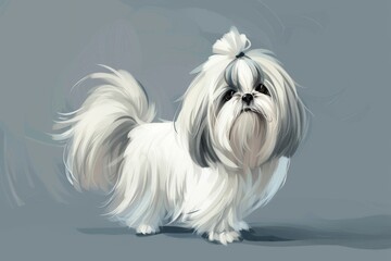 Sweet Shih Tzu with flowing coat and friendly expression, perfect for pet grooming designs