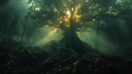 he intricate network of roots beneath the forest floor, each tendril reaching out to nourish the towering trees above.