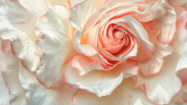 Capture the vibrant essence of a classic ivory and pink rose in stunning close up macro art photography