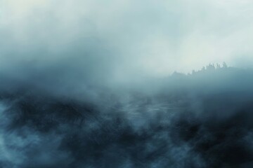 Wisps of fog in a misty landscape