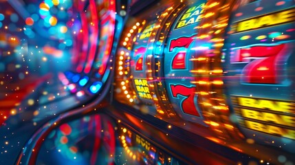 Casino Slot Machines: A photo of a slot machine displaying a large jackpot win