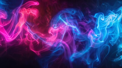 Swirling neon smoke against a dark void, vibrant and mysterious