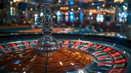 Roulette Betting: A photo of a casino roulette table, focusing on the different types of bets available - obrazy, fototapety, plakaty