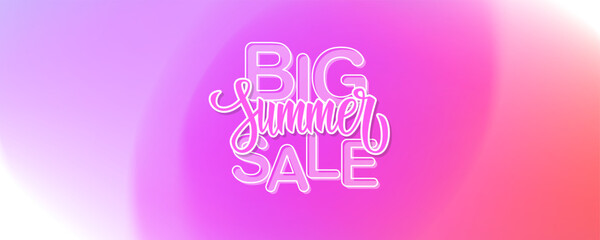 Big Summer Sale promotional banner. Summertime commercial background with hand lettering for business, seasonal shopping promotion and sale advertising. Vector illustration.