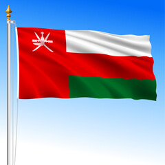 Oman, official national waving flag, middle east, asiatic country, vector illustration