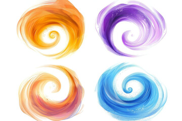 Set of four vibrant magical swirl cliparts