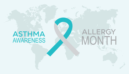 National Asthma and Allergy Awareness Month observed every year in May. Template for background, banner, card, poster with text inscription.