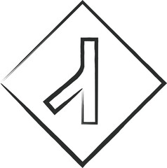 シンプルな標識の筆書き単品イラスト　合流交通あり