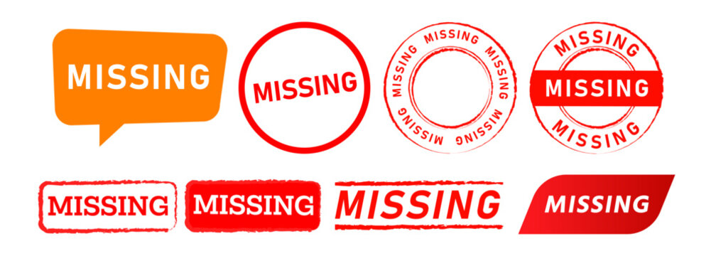 missing rectangle circle stamp and speech bubble sign for information disappeared