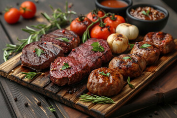 grilled meat and vegetables