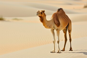 Elegantly Poised Camel on Desert