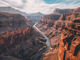 Magnificent American Grand Canyon, deep canyon and red cliffs, majestic natural landscape.