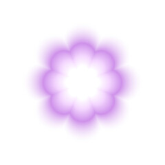 Purple flower shape in soft holographic blurry style. Trendy y2k sticker with gradient aura effect isolated on white background. Vector illustration.