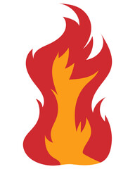 Fire flame icon isolated on transparent background.