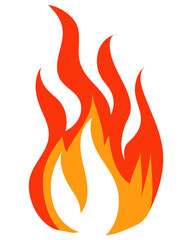 Fire sign, Fire flame icon isolated on transparent background.