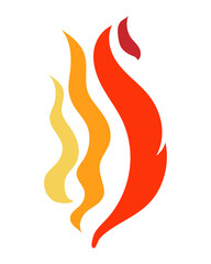 Fire flame icon isolated on transparent background.