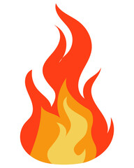 Fire sign, Fire flame icon isolated on transparent background.