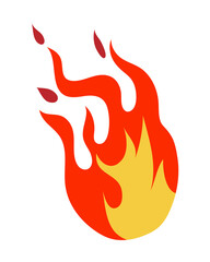 Fire sign, Fire flame icon isolated on transparent background.