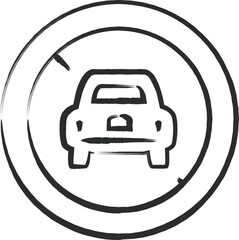 シンプルな標識の筆書き単品イラスト　二輪の自動車以外の自動車通行止め