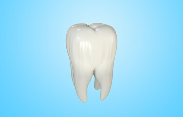 3D  rendering of Human molar teeth on blue background