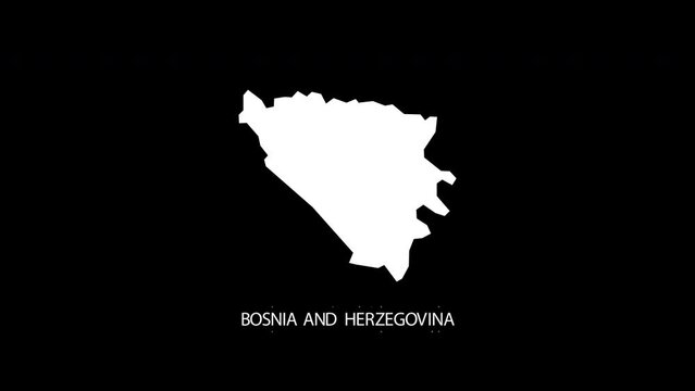 Digital revealing and zoom in on Bosnia and Herzegovina Country Alpha video with Country Name revealing Video | Bosnia and Herzegovina country Map and title revealing alpha video for editing template