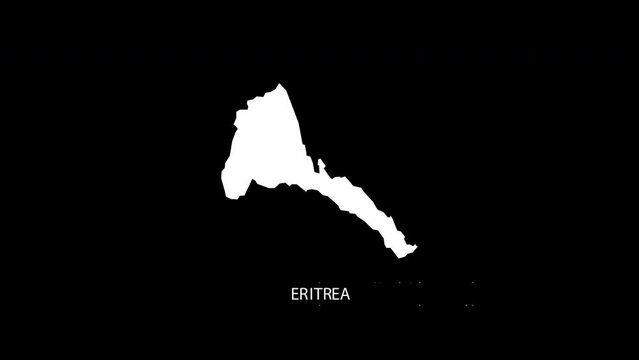 Digital revealing and zooming in on Eritrea Country Map Alpha video with Country Name revealing background  | Eritrea country Map and title revealing alpha video for editing template conceptual