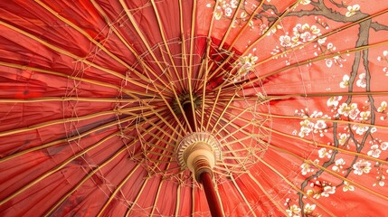Under view of Thai traditional clothes umbrella from norther of Thailand