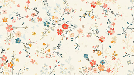 a subtle pattern of small floral motifs background - obrazy, fototapety, plakaty