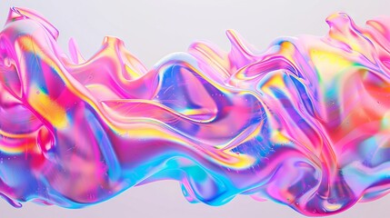 Obraz premium Electric neon waves cascading in fluid motions, creating a mesmerizing spectacle on white
